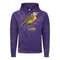 Cloud Purple Western Meadowlark Vintage Hoodie - LillyAllenDesigns