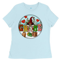 Baby Blue Christmas Gnome Ladies Tee - FaDigitalArtStudio