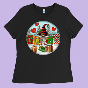 Christmas Gnome Ladies Tee Designed By Fadigitalartstudio