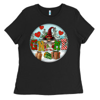 Black Christmas Gnome Ladies Tee - FaDigitalArtStudio
