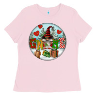 Bubblegum Pink Christmas Gnome Ladies Tee - FaDigitalArtStudio