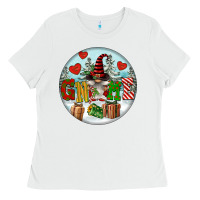 White Christmas Gnome Ladies Tee - FaDigitalArtStudio