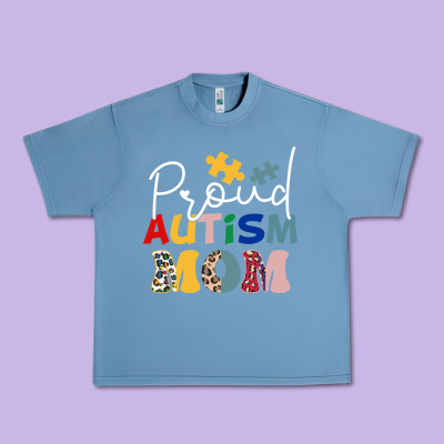 Proud Autism Mom Leopard Pattern Design Autism Awa Urban Heavy Tee Designed By Cowhidedigitalart