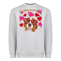 Heather Grey Valentines day  beagle Heavyweight Sweatshirt - RanaPortraitStore