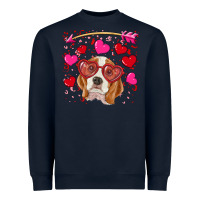 Navy Valentines day  beagle Heavyweight Sweatshirt - RanaPortraitStore
