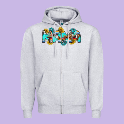 Western Mama Zipper Hoodie Designed By Ranaportraitstore