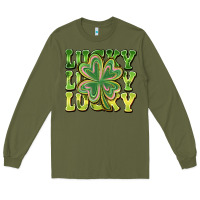 Army Green Lucky Clover Long Sleeve Tee - CowhideDigitalArt