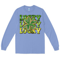 Colony Blue Lucky Clover Long Sleeve Tee - CowhideDigitalArt