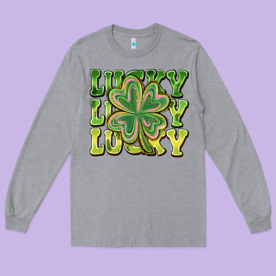 Lucky Clover Long Sleeve Tee Designed By Cowhidedigitalart