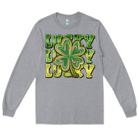 Heather Grey Lucky Clover Long Sleeve Tee - CowhideDigitalArt
