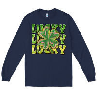 Navy Lucky Clover Long Sleeve Tee - CowhideDigitalArt