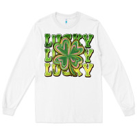 White Lucky Clover Long Sleeve Tee - CowhideDigitalArt