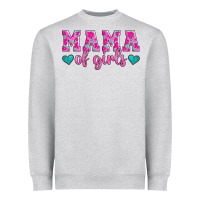 Mama Of Girls Floral Pattern Turquoise Heart Heavyweight Sweatshirt | Teevron