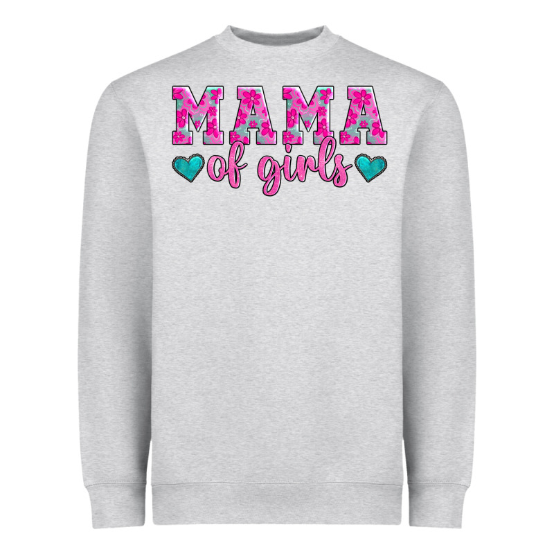 Mama Of Girls Floral Pattern Turquoise Heart Heavyweight Sweatshirt by Jasminsmagicworld | Teevron