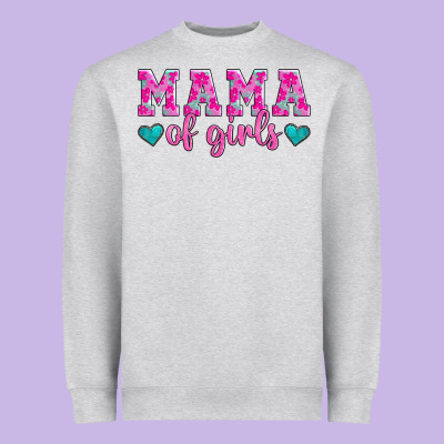 Mama Of Girls Floral Pattern Turquoise Heart Heavyweight Sweatshirt Designed By Jasminsmagicworld