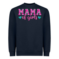Navy mama of girls floral pattern turquoise heart Heavyweight Sweatshirt - Jasminsmagicworld