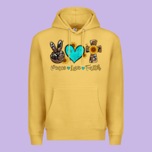 Peace Love Faith With Cros And Sunflower Premium Hoodie Designed By Artiststas
