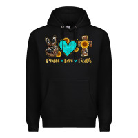 Black peace love faith with cros and sunflower Premium Hoodie - Artiststas