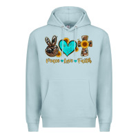 Blue Mist peace love faith with cros and sunflower Premium Hoodie - Artiststas