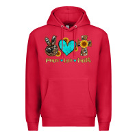 Cardinal peace love faith with cros and sunflower Premium Hoodie - Artiststas