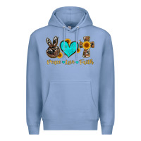 Colony Blue peace love faith with cros and sunflower Premium Hoodie - Artiststas