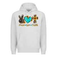 Dove Grey peace love faith with cros and sunflower Premium Hoodie - Artiststas