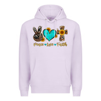 Lilac peace love faith with cros and sunflower Premium Hoodie - Artiststas