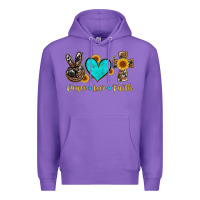Purple peace love faith with cros and sunflower Premium Hoodie - Artiststas