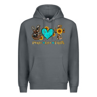Rock peace love faith with cros and sunflower Premium Hoodie - Artiststas
