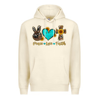 Sandshell peace love faith with cros and sunflower Premium Hoodie - Artiststas