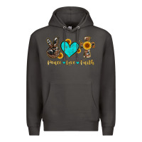 Smoke peace love faith with cros and sunflower Premium Hoodie - Artiststas