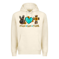 Tofu peace love faith with cros and sunflower Premium Hoodie - Artiststas