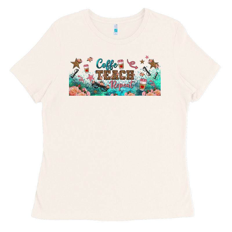 Coffe Teach Repeat Libbey Glass Ladies Tee by BundleAndBundleShop | Teevron