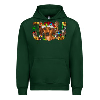 Forest Green dachshund christmas joy Urban Hoodie - RanaPortraitStore