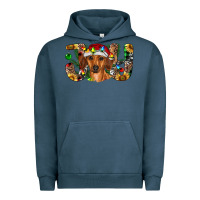 Pigment Midnight Navy dachshund christmas joy Urban Hoodie - RanaPortraitStore