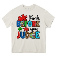 Cream think before you judge Heavy Core Tee - OliviaCreatesArt