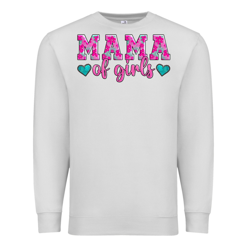 Mama Of Girls Floral Pattern Turquoise Heart Premium Sweatshirt by Jasminsmagicworld | Teevron