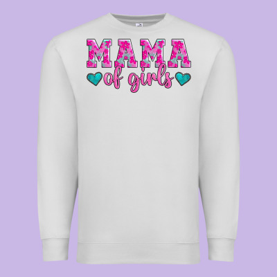 Mama Of Girls Floral Pattern Turquoise Heart Premium Sweatshirt Designed By Jasminsmagicworld