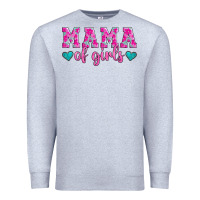 Heather Grey mama of girls floral pattern turquoise heart Premium Sweatshirt - Jasminsmagicworld