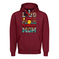 Burgundy loud and proud softball mom Zipper Hoodie - RanaPortraitStore