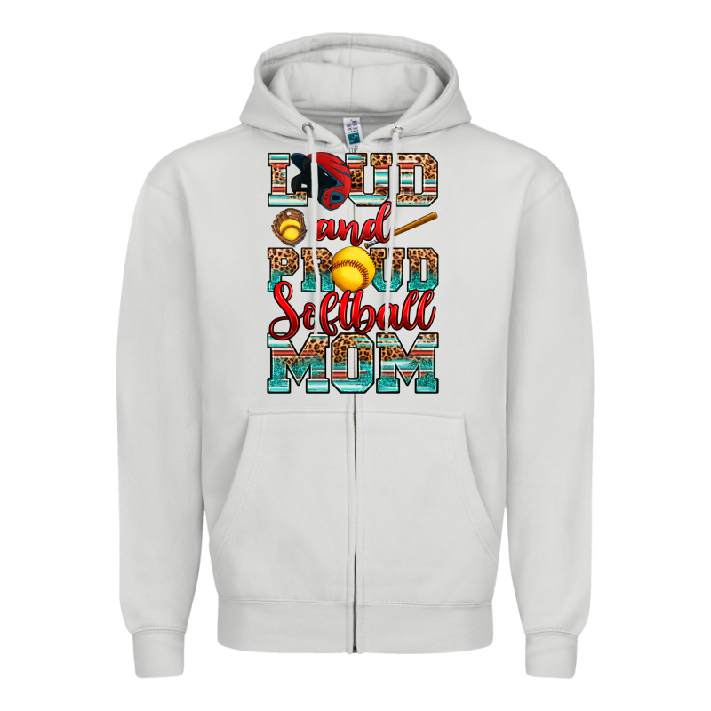 Loud And Proud Softball Mom Zipper Hoodie by RanaPortraitStore | Teevron