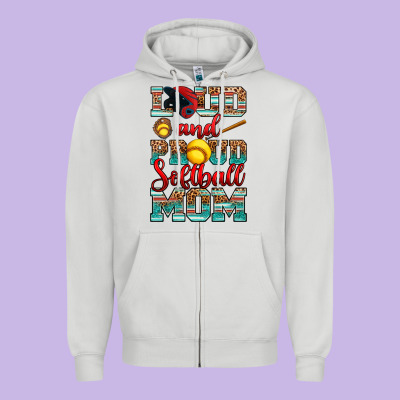 Loud And Proud Softball Mom Zipper Hoodie Designed By Ranaportraitstore