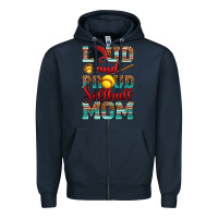 Navy loud and proud softball mom Zipper Hoodie - RanaPortraitStore