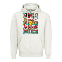 Oatmeal Heather loud and proud softball mom Zipper Hoodie - RanaPortraitStore