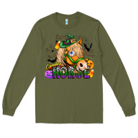 Army Green spooky horse Long Sleeve Tee - CowhideDigitalArt