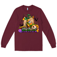 Burgundy spooky horse Long Sleeve Tee - CowhideDigitalArt