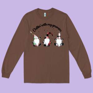 Chillin' With My Gnomies For Light Long Sleeve Tee Designed By Artisfamous