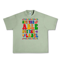 Oil Green see the able not the label Urban Heavy Tee - CowhideDigitalArt