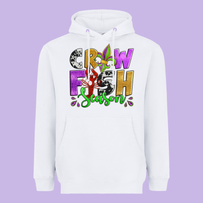 Crawfish Season Mardi Gras Carnival Fleur De Lis Heavyweight Hoodie Designed By Jasminsmagicworld