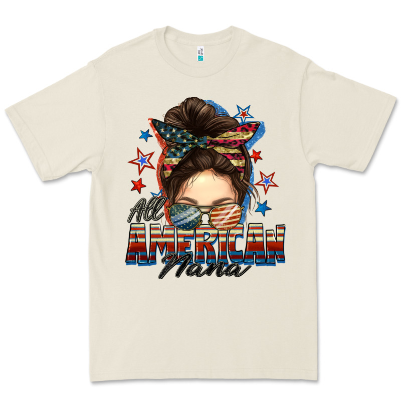 All American Nana Messy Bun Premium Tee by FaDigitalArtStudio | Teevron